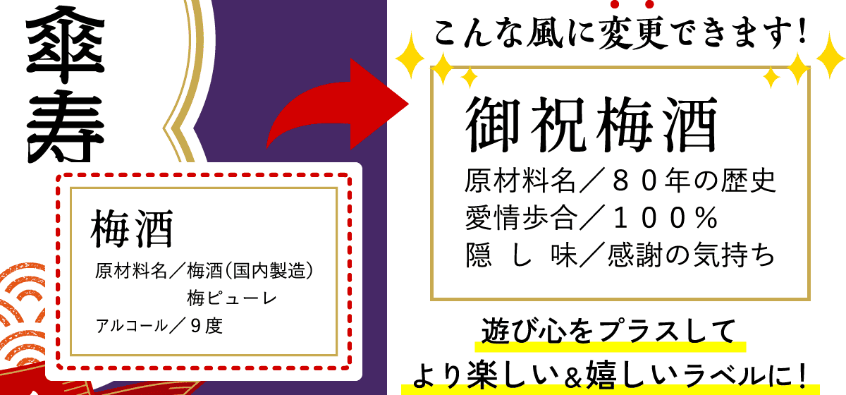 梅酒の成分表に遊び心をプラスしてより楽しい＆嬉しいラベルに！